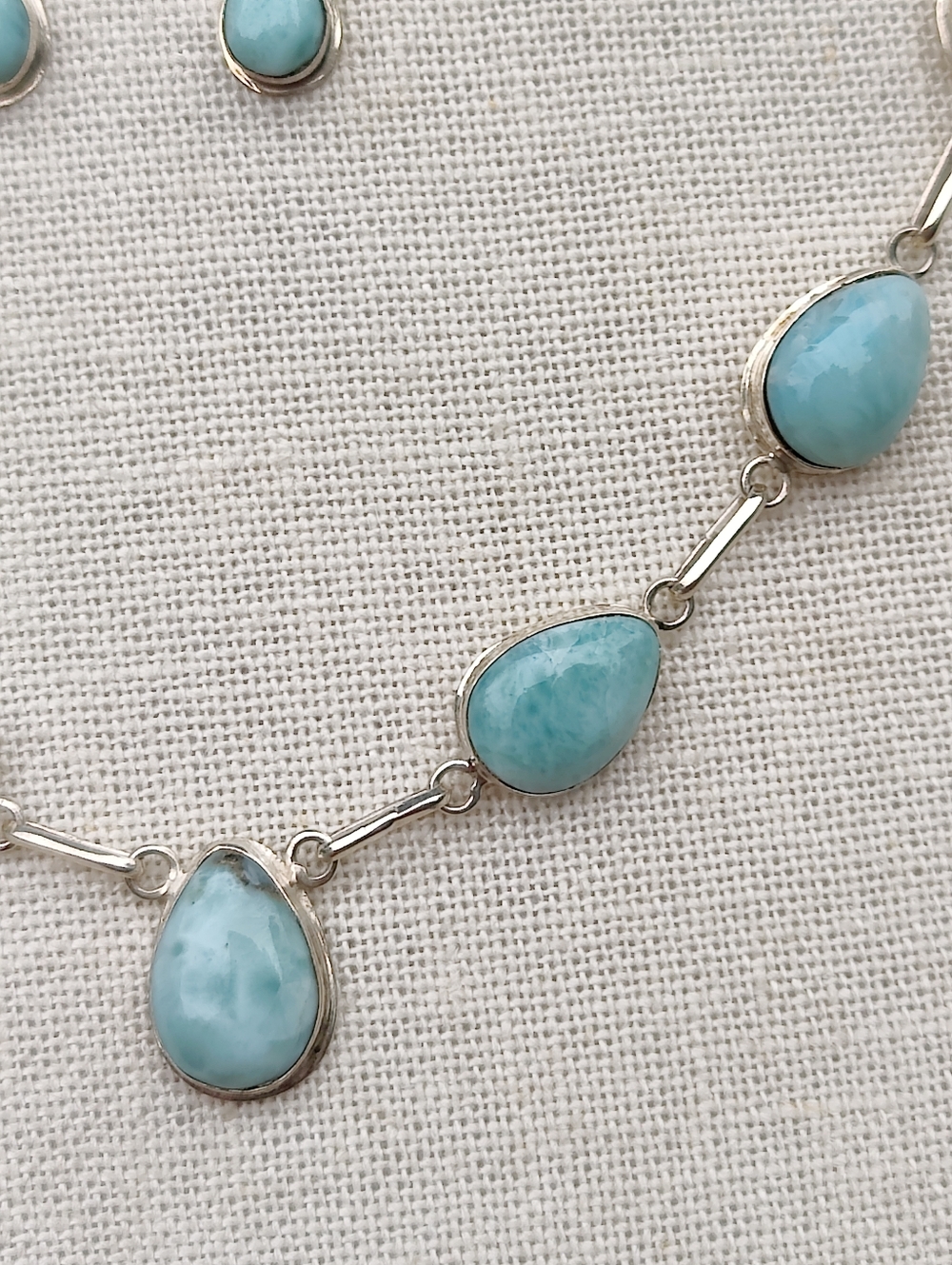 Vintage Sterling Silver Larimar Necklace And Earrings Set - Picture 3 of 9